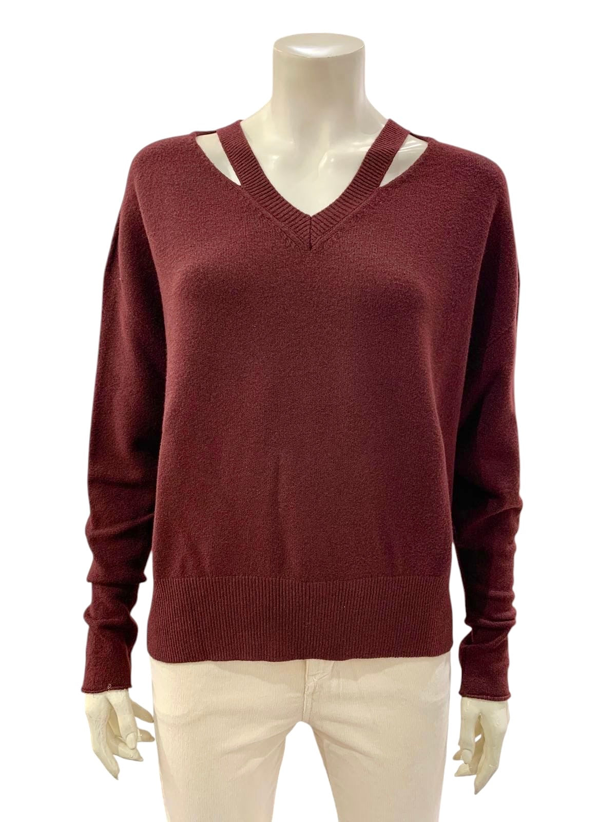 MAGLIA A “V” BORDEAUX