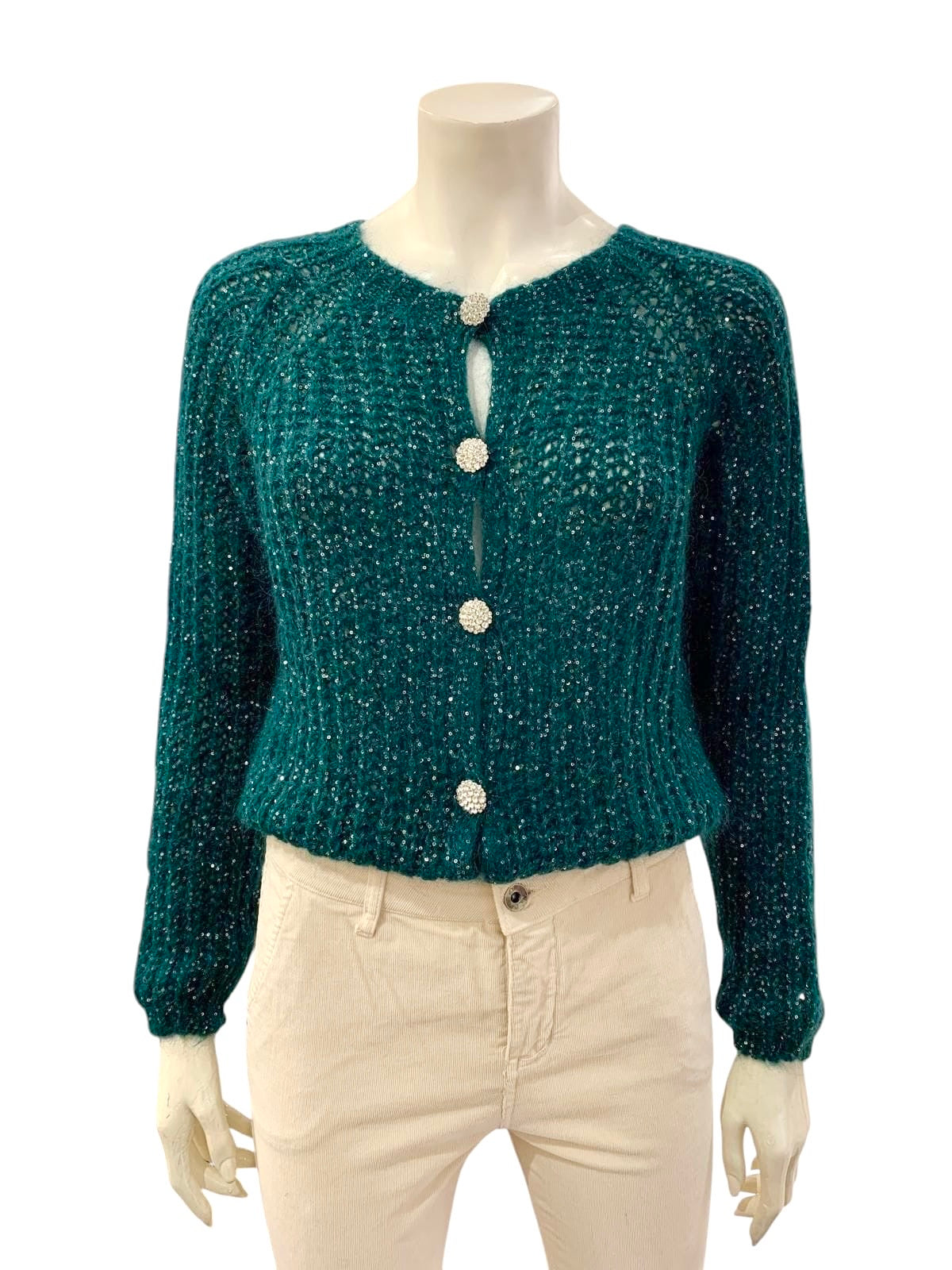 CARDIGAN BOTTONI GIOIELLO VERDE GUCCI
