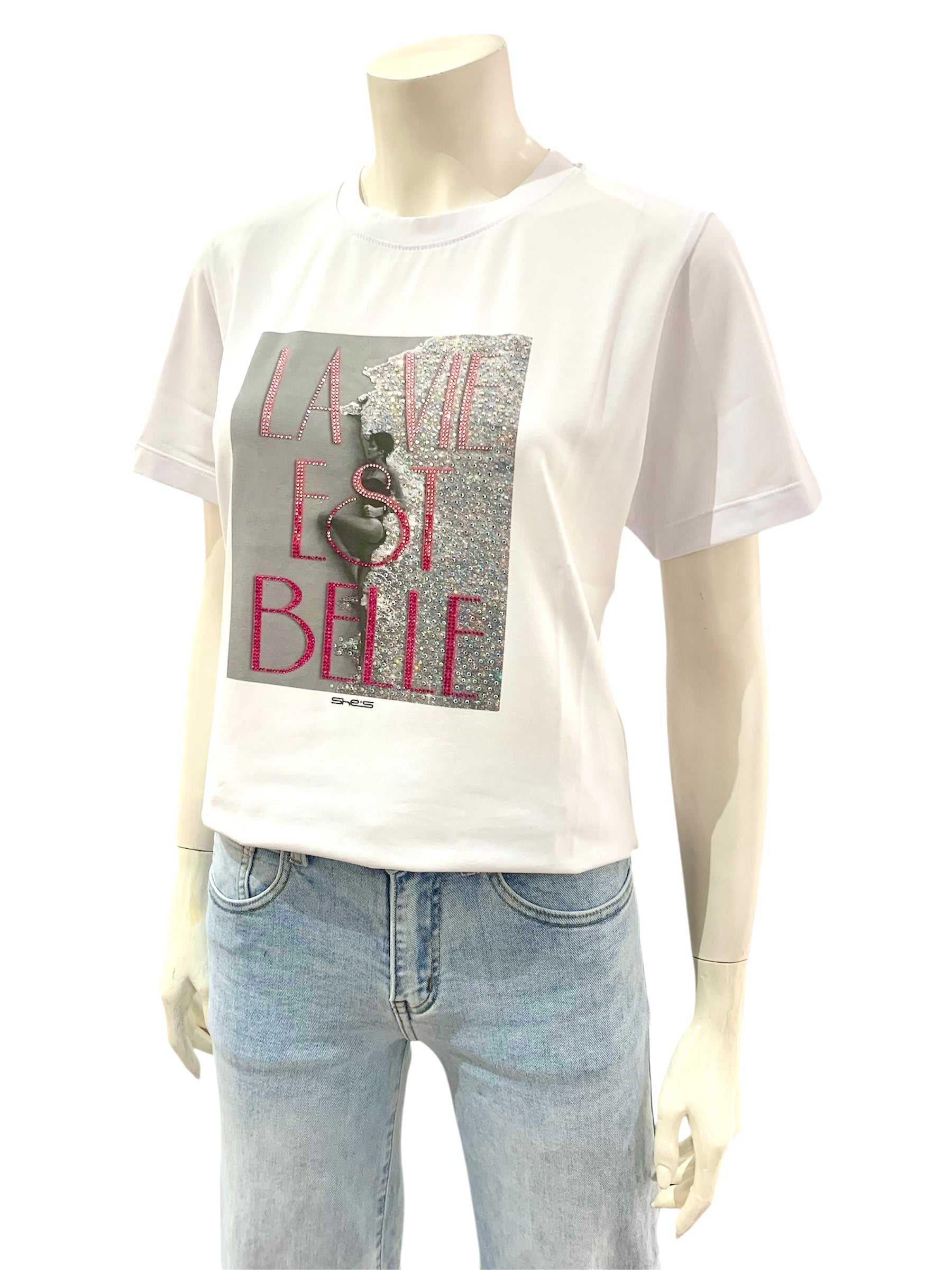 T-SHIRT LA VIE EST BELLE BIANCA