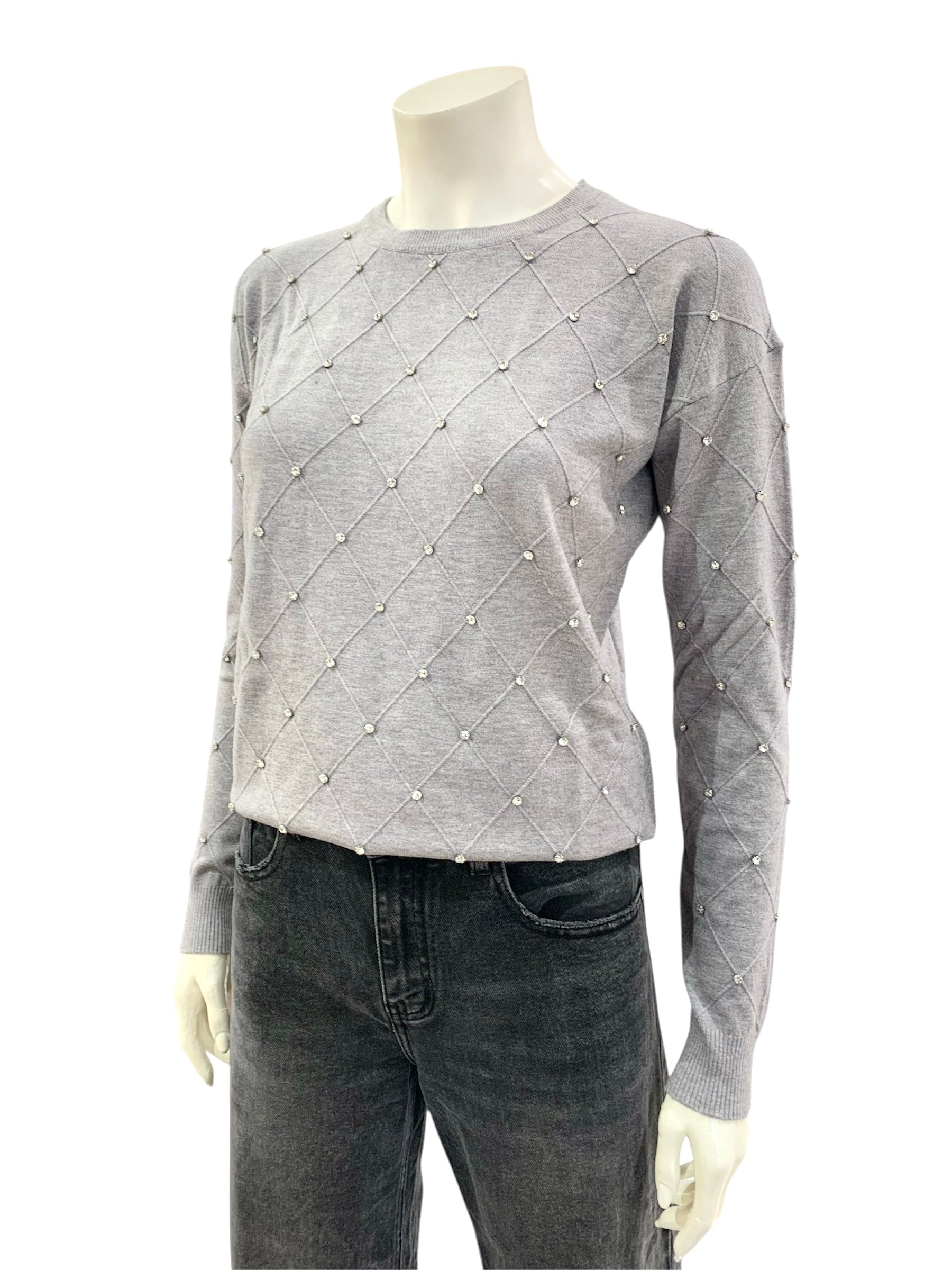 MAGLIA STRASS GRIGIA