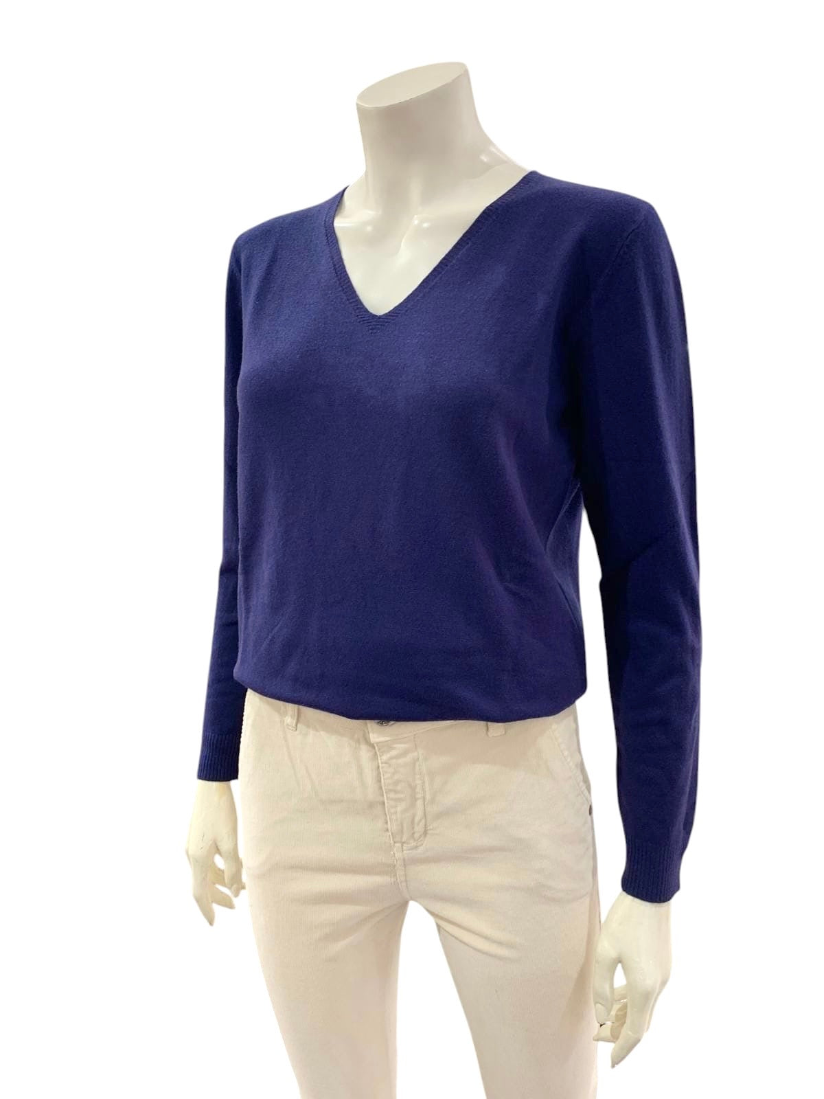 MAGLIA SCOLLO A V BLU ROYAL