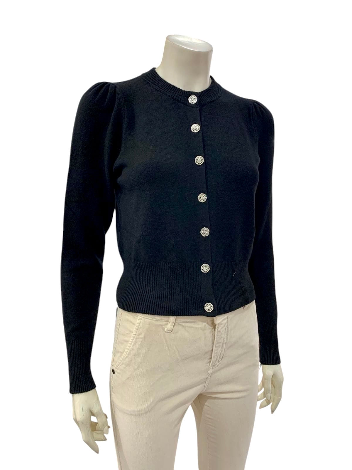 CARDIGAN BOTTONI BIJOUX NERO