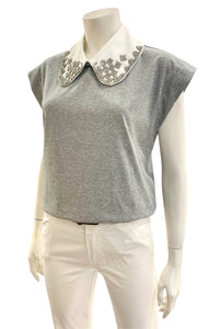 T-SHIRT COLLETTO GRIGIA