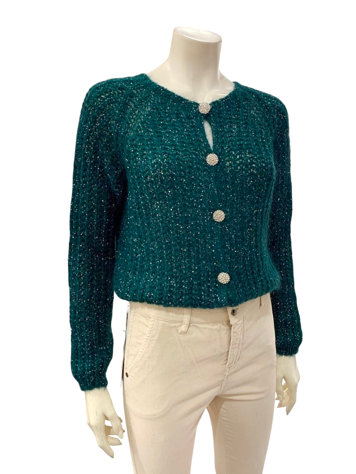 CARDIGAN BOTTONI GIOIELLO VERDE GUCCI