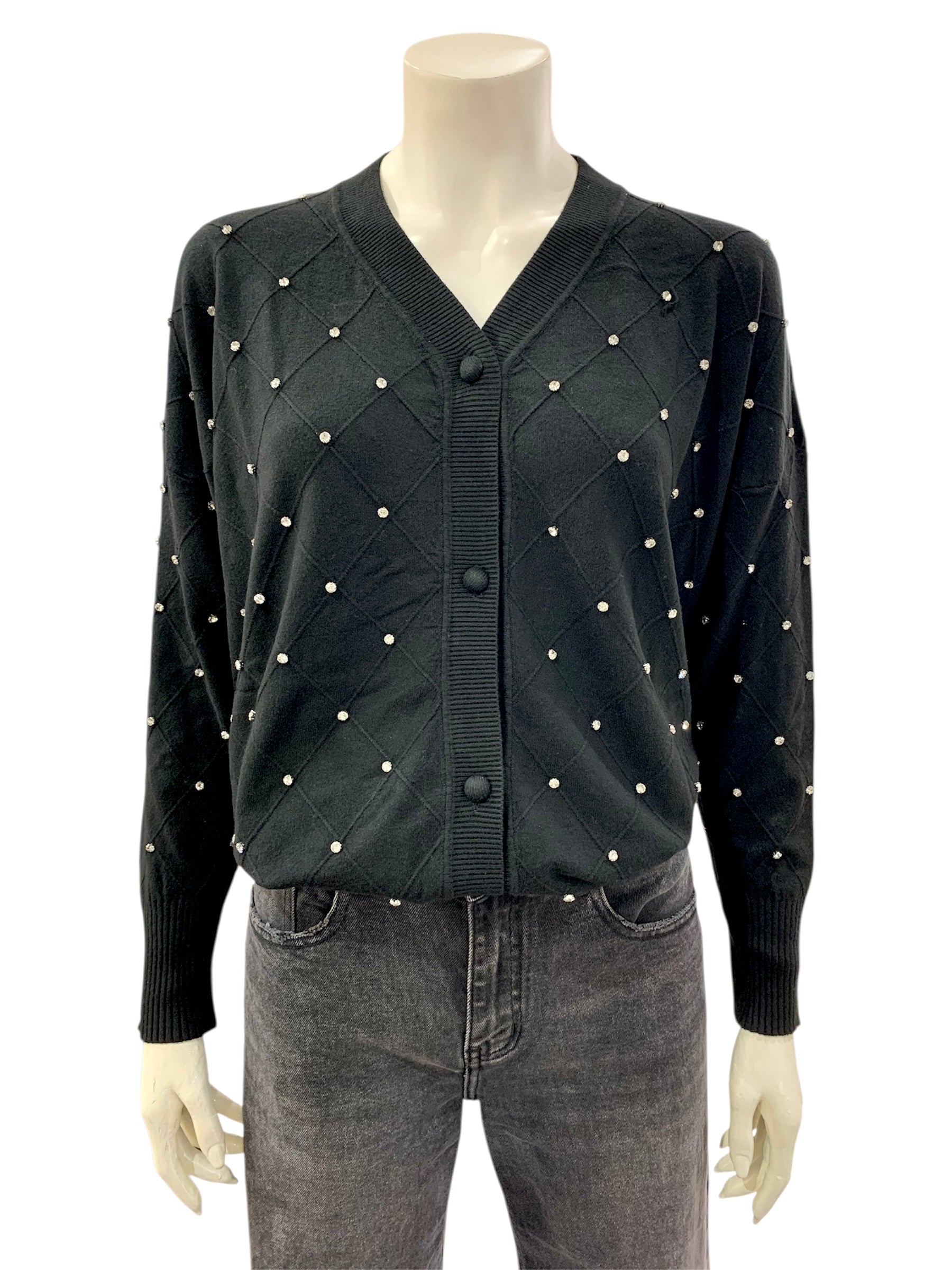 CARDIGAN STRASS NERO