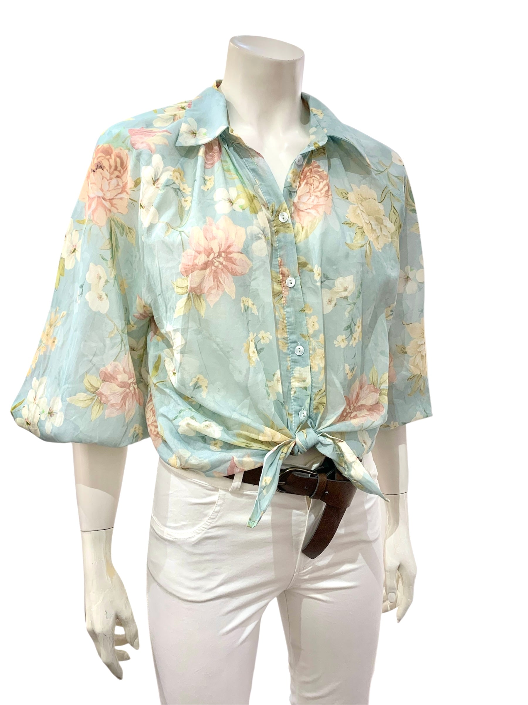 CAMICIA MANICA PALLONCINO FIORI