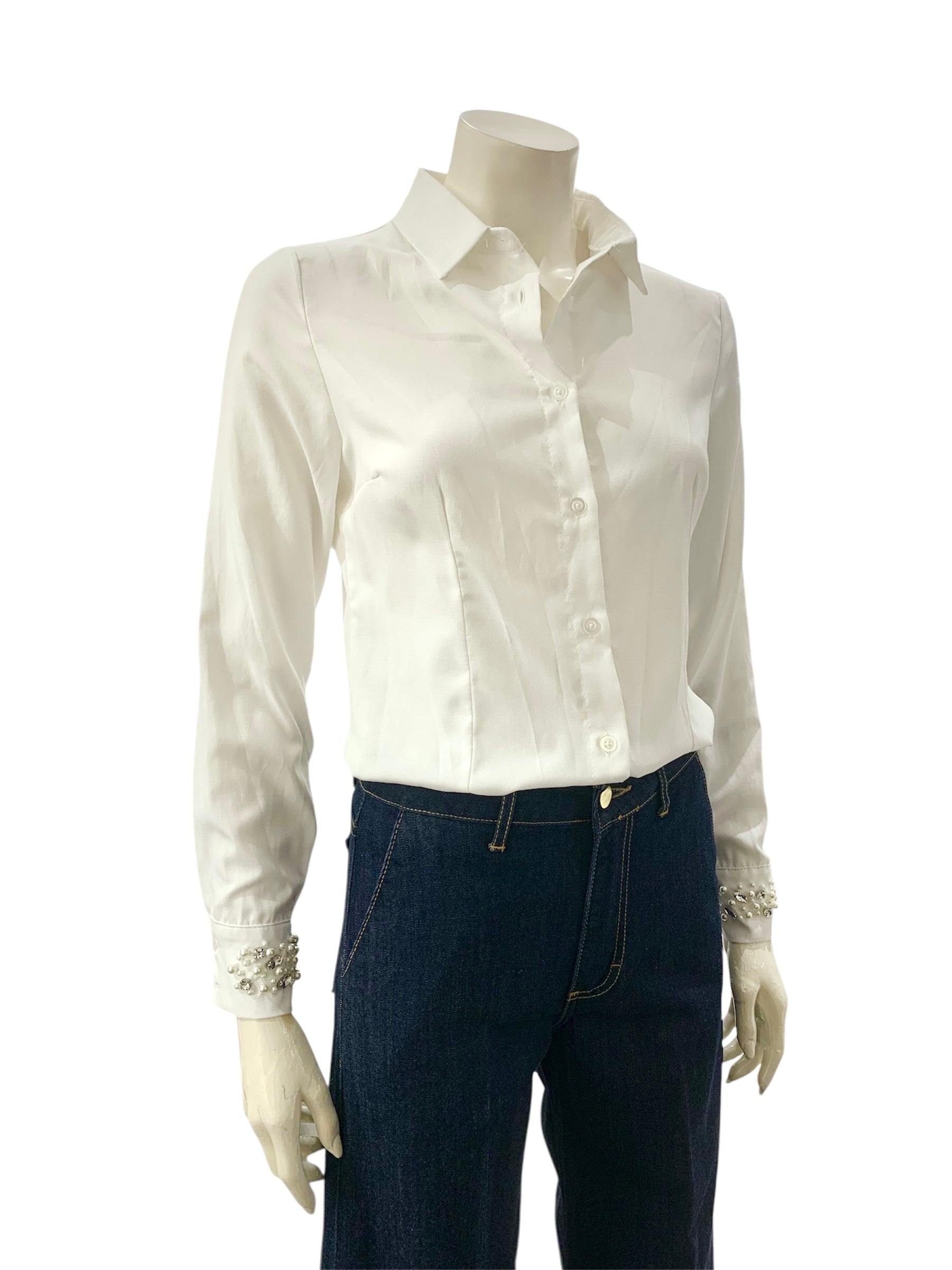 CAMICIA POLSI GIOIELLO BIANCA