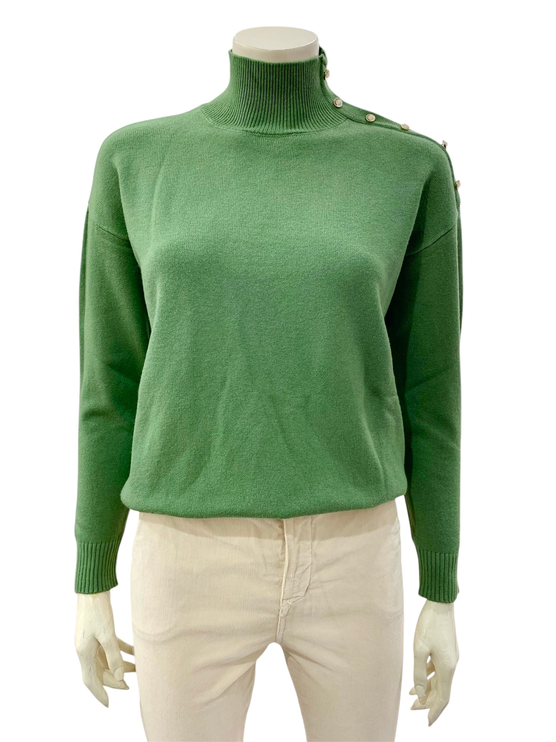 MAGLIA BOTTONCINI SPALLA VERDE