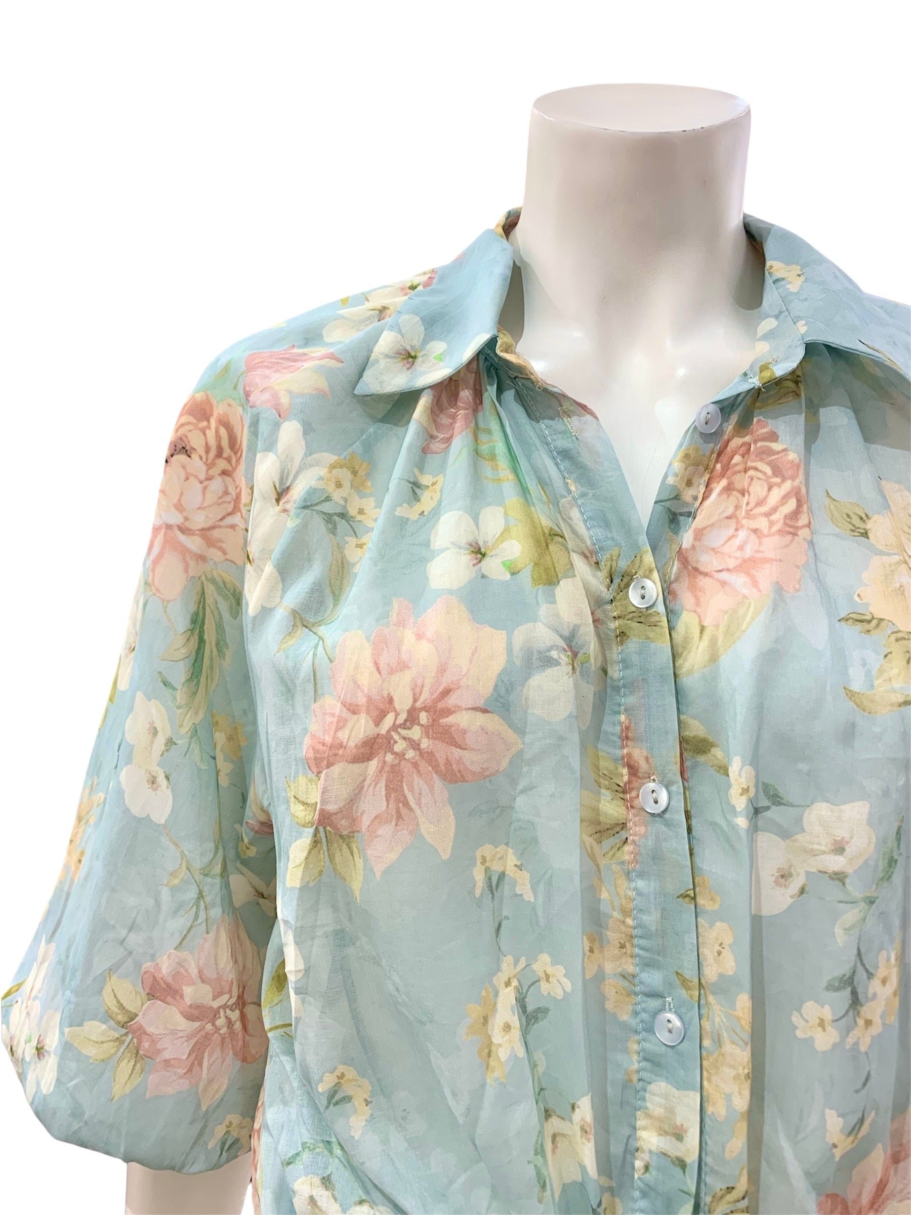 CAMICIA MANICA PALLONCINO FIORI