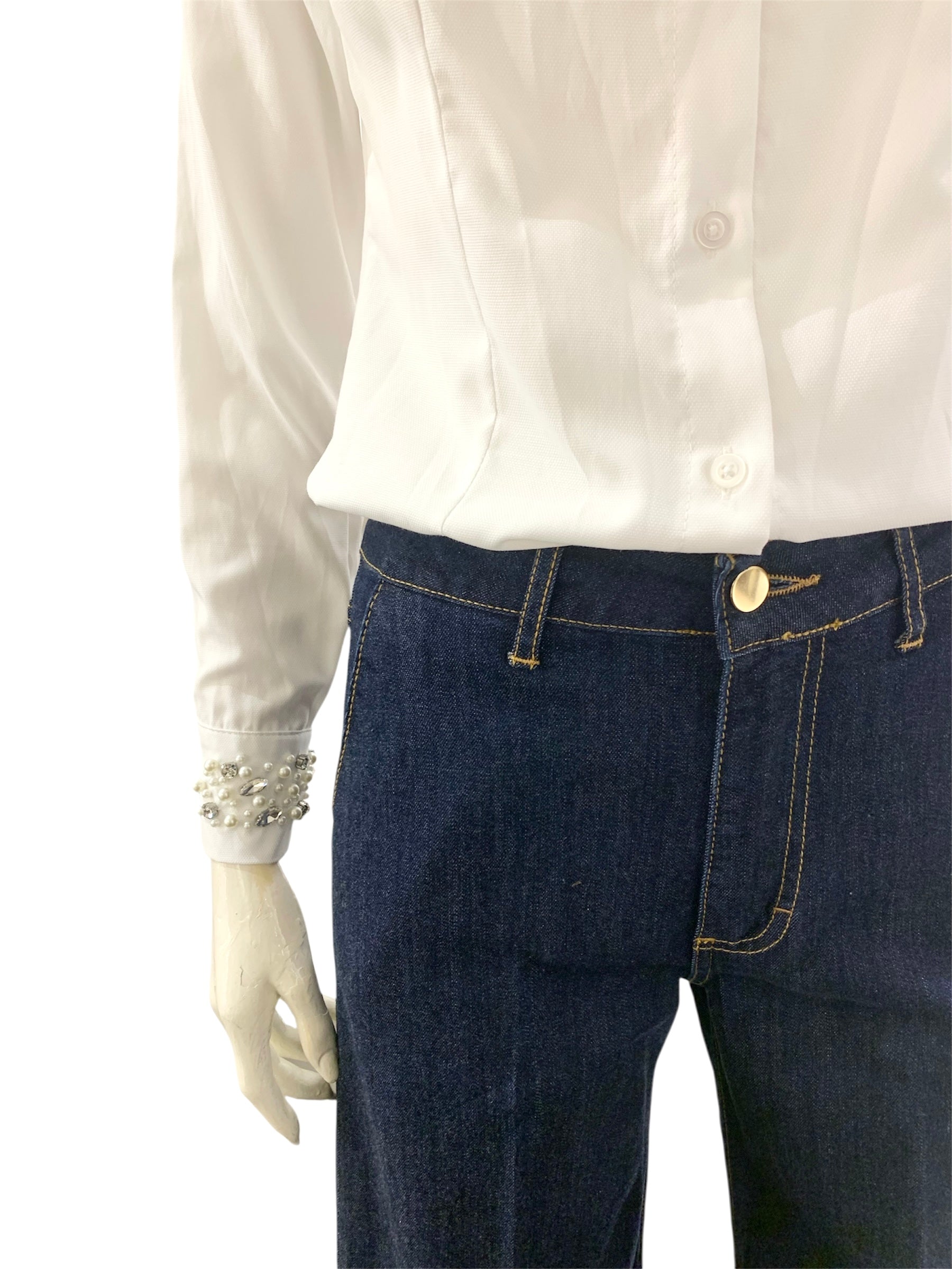 CAMICIA POLSI GIOIELLO BIANCA